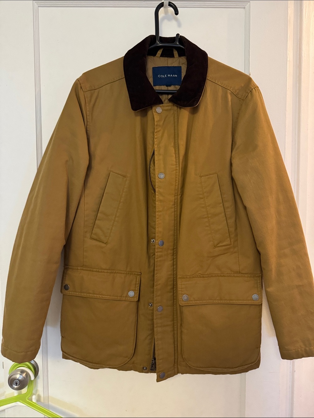 Cole Haan Brown-Tan Field Coat with Dark Contrast Collar